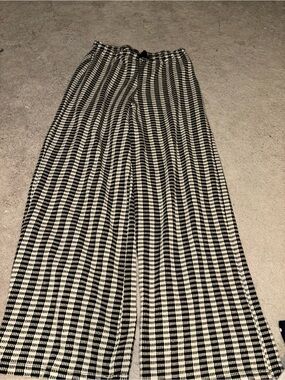 Zara Knit Woven Black and White Check Beach Pants